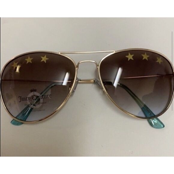Juicy couture womens star print silver frame aviator sunglasses new - Picture 3 of 7